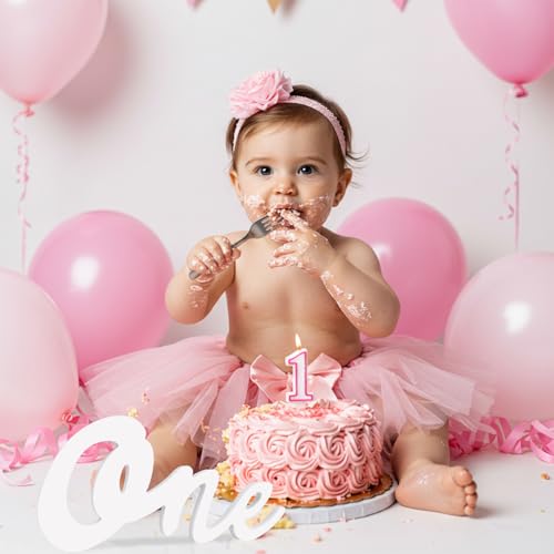 TONIFUL One Wooden Sign Cutout Letter for 1st Birthday Party Decorations Table Centerpieces for First Birthday White Letter Wooden Photo Booth Props Party Decorations Supplies - style: One