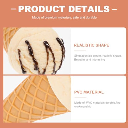 Garneck Fake Ice Cream Cone Prop: Realistic Artificial Vanilla Ice Cream Pretend Food Desset Model for Shop Window Display Home Kitchen Decor Photography