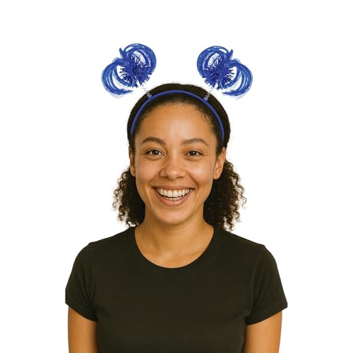 Beistle Blue Ponytail Boppers – 2 Pack, Synthetic Hair Headband Accessories with Metallic Fringe, Spirit Headwear for Costume Styling, Themed Party Events, Photo Booth Props, and Novelty Wear