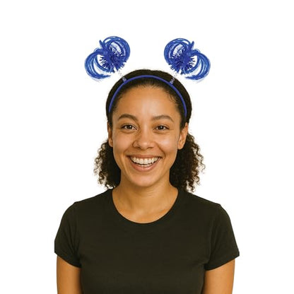 Beistle Blue Ponytail Boppers – 2 Pack, Synthetic Hair Headband Accessories with Metallic Fringe, Spirit Headwear for Costume Styling, Themed Party Events, Photo Booth Props, and Novelty Wear