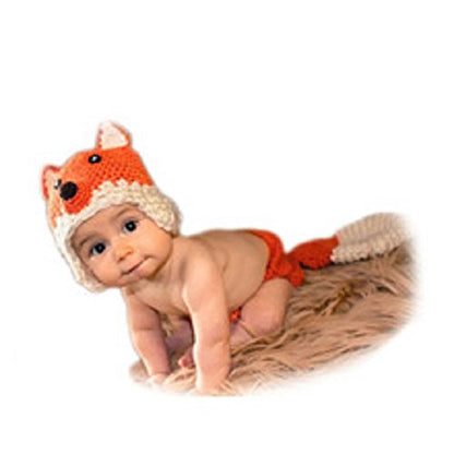Matissa Newborn Baby Girl/Boy Crochet Knit Costume Photography Prop Hats Outfits - color: Fox