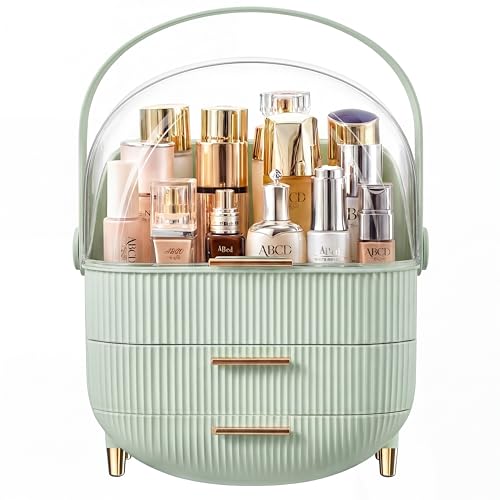 NestOrganix Makeup Organizer Skincare Organizers - Cosmetic Display Cases with Transparent Cover, SkinCare Organizers for Bathroom Countertop, Bedroom Vanity Desk, Lipstick Organizer, Green - color: Green