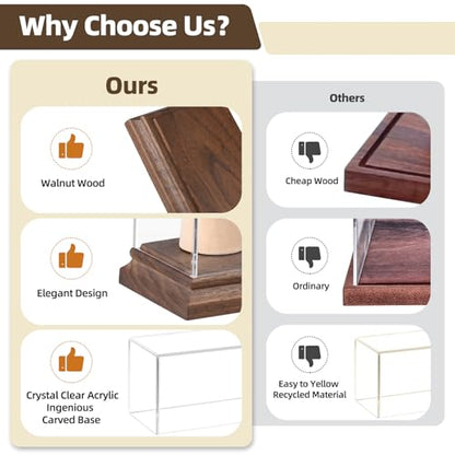 Championship Ring Display Case Baseball Softball Football Ring Holder for 5 Rings Wanult Wood Base Acrylic Sports Ring Display Case Stand for Men Wooden Ring Box for Women Memorabilia Showcase Cube
