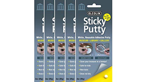 15oz Sticky Putty- Reusable Museum & Gallery Quality Adhesive Putty - Won't Dry Out, Repsitionabe (5x3oz Pack) - size: 5 Pack