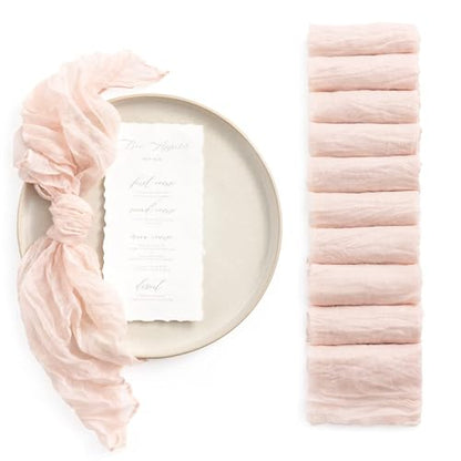 Ling's Moment Luxury Cloth Wedding Napkins - 19x19 Inch Reusable Cheesecloth Linen Napkins for Wedding Reception, Bridal Shower, Dinner Table - Washable, Durable (Set of 10), [Blush] - color: Pk-blush