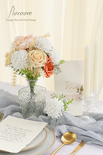 Floroom Artificial Dahlia Flowers 25pcs Real Looking White Foam Fake Roses with Stems for DIY Wedding Bouquets Bridal Shower Centerpieces Floral Arrangements Party Tables Home Decoration - color: White