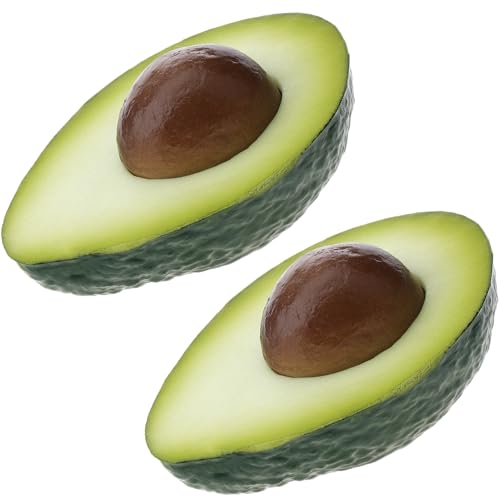 2pcs Artificial Avocado Vegetable Decoration Faux Realistic Green Half Avocado Fruit Fake Lifelike Food for Kitchen Simulation Home Party Festival Table Model - color: 2-f