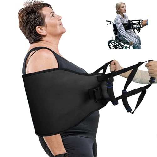 Transfer Sling, Gait Belt Transfer Belt with Padded Handles for Patient Lift Assist & Mobility Standing - Safely Move Elderly and Disabled from Bed and Wheelchair - color: Black
