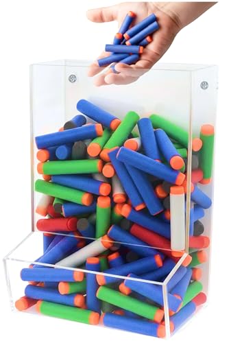 SimplyImagine Single Acrylic Toy Dispenser for Kids - High-Volume Toy Foam Blasters, Car & Building Block Storage Bin - Wall Mount or Countertop Clear Hanging Organizer for Nursery & Playroom - size: Single Divided