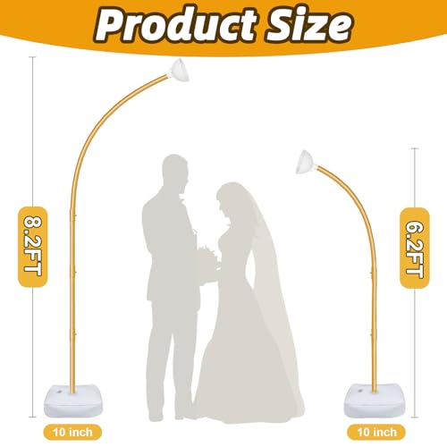 OurWarm 8.2FT & 6FT Gold Balloon Arch Kit, Free Bending Top Balloon Arch Stand With Base for Floor, Half Arch for Wedding Birthday Party Baby Shower Halloween Decorations - style: Gold Balloon Arch Stand