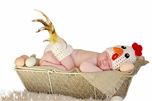M&G House Newborn Photography Outfits Baby Crochet Knitted Photoshoot Props Animal Costume Set - color: 04 Chicken Outfit