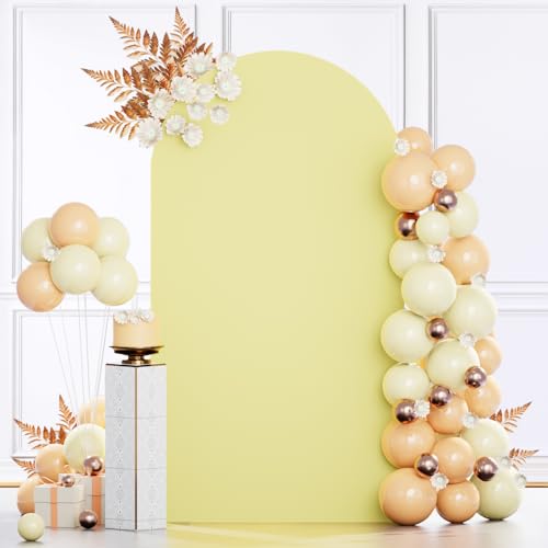 MODFUNS Light Yellow Arch Cover 3.3x6.6ft Spandex Wedding Arch Cover Stretchy Chiara Arch Backdrop Covers Double Sided Arch Stand Covers Arch Wall Backdrop Covering for Happy Birthday Party Arch Stand - color: Light Yellow, size: 3.3 FT x 6.6 FT