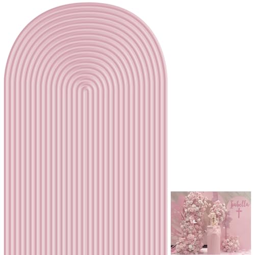 2D Printed Ripples Party Arch Covers Arched Backdrop Cover Stretchy Cover for Party Decoration Round Top Frame Spandex Cover (Pink Cover456,5x3ft) - color: Pink Cover456, size: 5x3ft