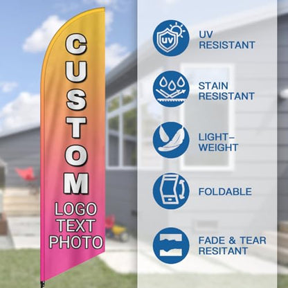 Custom Advertising Feather Flags for Outside Business 4 Sizes Personalized Advertising Flags Custom Logo Flag