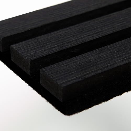 Smartstandard Sample Wood Slat Wall Panel, Soundproof Wooden Wall Panels, Acoustic Wood Panels for Wall, Matte Black, Sample Pack - color: Black Oak, size: 6" x 4.7"