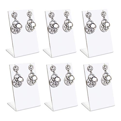 MOOCA 6 Pcs Set Leatherette Covered Earring Display Stand Pendant Jewelry Organizer Display Holder for Earring, Pendant Accessory Rack for Showcase, White Faux Leather - color: White Faux Leather