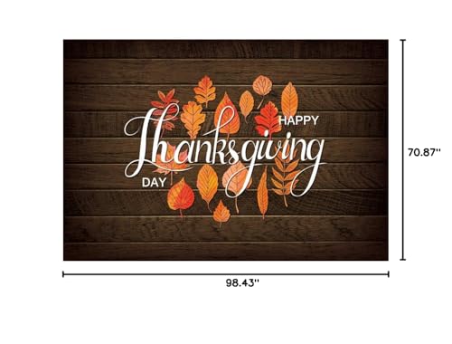 8x6ft Polyester Happy Thanksgiving Backdrop Fall Maple Leaves Rustic Brown Wooden Board Photography Background for Autumn Harvest Party Theme Banner Decor YouTube Photo Props - size: 8x6ft-Polyester