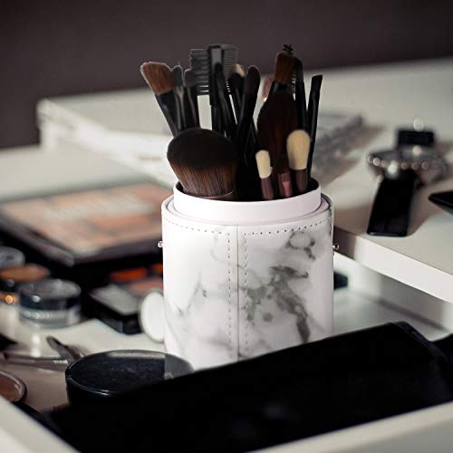 Makeup Brush Holder Travel Brushes Case Bag Cup Storage Dustproof for Women (Marble) - color: A-Marble