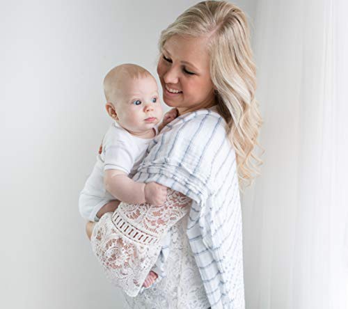 SwaddleDesigns Cotton Muslin Swaddle Blankets, Set of 4, Receiving Blankets for Baby Boys & Girls, Best Shower Gift, 46x46 inches, Denim Indigo - color: Denim Indigo