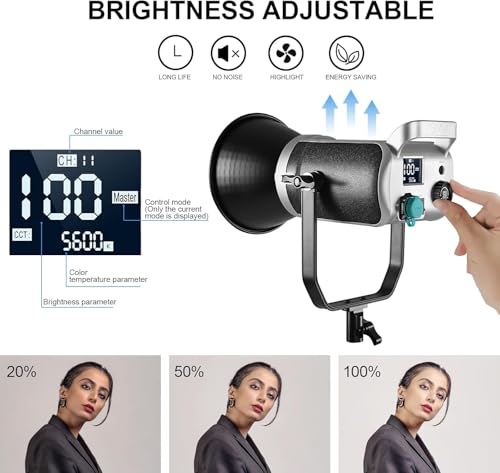 GVM 200W LED Video Light with Lantern Softbox, SD200D Photography Studio Lighting Kit with Bluetooth/DMX Control, 93000lux@0.5m 3200K-5600K Bi-Color Continuous Output Lighting for YouTube (SD200D) - size: Sd200d