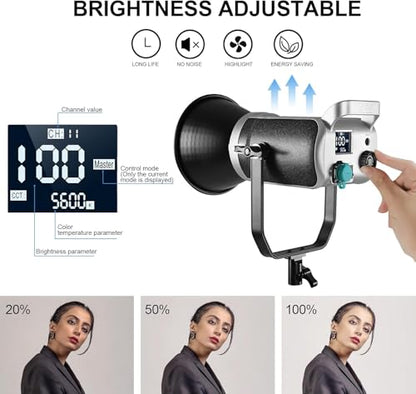 GVM 200W LED Video Light with Lantern Softbox, SD200D Photography Studio Lighting Kit with Bluetooth/DMX Control, 93000lux@0.5m 3200K-5600K Bi-Color Continuous Output Lighting for YouTube (SD200D) - size: Sd200d