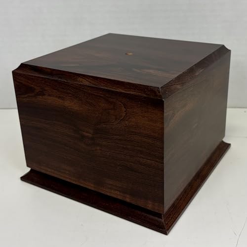 Display Base Pedestal Cherry Finish with 5/16" Center Hole – Square Stand Blank for Trophies, Figurines, 3D Prints, DIY Projects – Available in Multiple Sizes (7"Lx7"Wx5 1/4"H) - size: 7"Lx7"Wx5 1/4"H