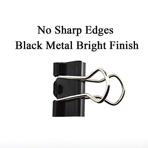 HAHIYO Binder Clips Paper Clamps Spring Steel Sturdy Small 0.75 inches Width 0.28 Inch Capacity No Sharp Edges Heavy Duty Tight Grip Reusable Black Metal Bright Finish for Home Office School 30 Pack - size: 0.75in-30P