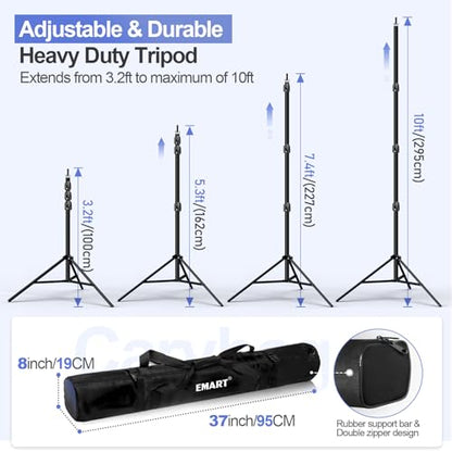 EMART 10x10ft Backdrop Stand Heavy Duty, Adjustable Photography Background Support System with 10x15ft Polyester Backdrop(Black/White/Green) for Photography Studio, Parties, Wedding, Video Shooting - size: 10x10ft(backdrop stand)/10x15ft(backdrop)