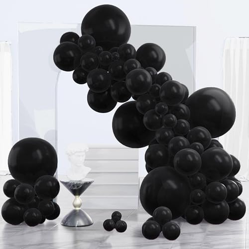PartyWoo Black Balloons 140 pcs Different Sizes of 18 12 10 5 Inch Black Balloons Arch Kit Garland for Baby Shower Birthday Graduation Casino Gaming Anniversary Retirement Party Decorations Black-Y18 - color: Black-y18