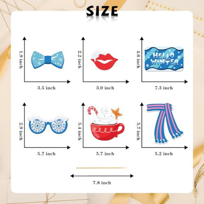INNORU Snowflake Winter Party Photo Booth Props, Welcome Winter Photoshoot Winter Baby Shower Party Photography Props Favor Let it Snow Centerpiece Sticks Decorations 30 PCS