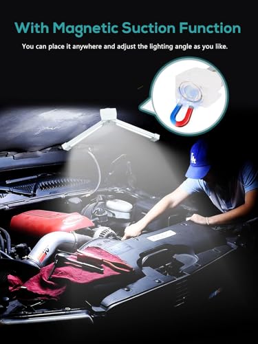 Gym Lamp, Gym Lighting for Posing, Magnetic Photography Light, Gift for Women/Men, 180° Rotate Foldable with Hang Hook Camping Lamp, USB LED Handheld Flashlight-White - color: White