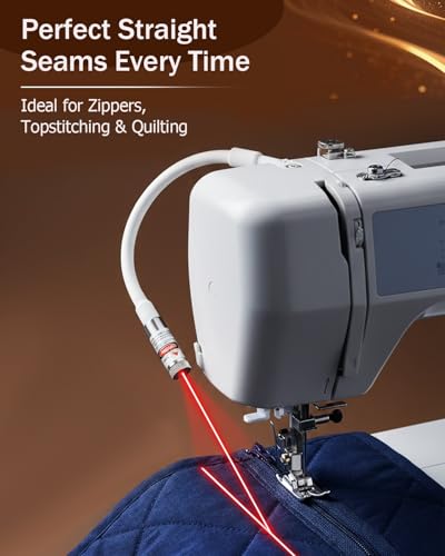 Magnetic Positioning Quilting Light for Sewing Machine, Red Guide Line Tool, Straight Stitch Seam Guide, Rotating Lazer Guided Stitching Accessory, LED for Sewing Machines Precision(1pc-STRAIGHT LINE)