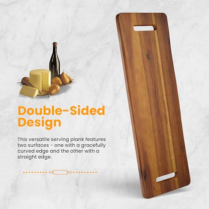 TIDITA 30" Large Acacia Wood Charcuterie Board with Handles - Extra Long Wooden Serving Cheese Boards - Rectangular Serving Platter for Meat Steak, Cracker Appetizers, Fruit Decorative Display Party - size: 30" x 9.8" x 1"
