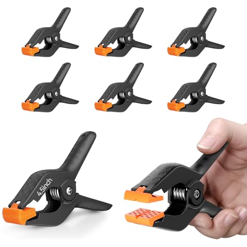 EMART 6 Pack Heavy Duty Spring Clamps, 4.5 inch Plastic Photo Booth Backdrop Clips Clamps for Backdrop Stand, Photography Studio, Photoshoot, Woodworking, Balloon Arch, Crafts, Pool Cover - color: Black and Yellow, size: 4.5 Inch