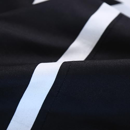 MAG 4Pcs Striped Full Sheet Sets,Black and White Full Size Microfiber Sheets Set,Included 1 Fitted Sheet 14'' Deep Pocket+1 Flat Sheet+2 Pillowcases Soft and Breathable,Wrinkle and Fade Resistant. - color: Striped, size: Full