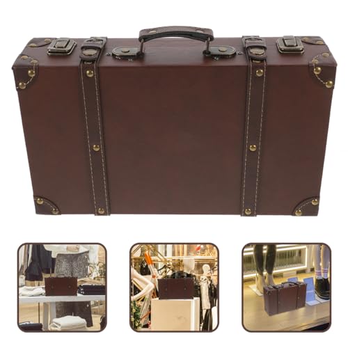 ULTECHNOVO Classic British Style Suitcase Vintage Trunk Storage Photo Leather Finish Multi-purpose Organizer