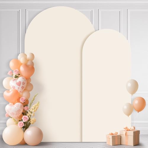 Ledido Wedding Arch Backdrop Cover 6FT 7.2FT Arch Covers 2Set Fitted Stretchy Spandex Round Top Stand Backdrop Cover for Wedding Banquet Ceremony Birthday Party Baby Shower Event Decoration,Beige - color: Beige, size: 6FT,7.2FT