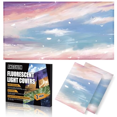 ANGSYLTH 2 Pcs Fluorescent Light Covers - 4 x 2 Feet Covers for Ceiling Lights, Magnetic Light Filters for Classroom, Office, Hospitals, Home (Sunset Glow) - color: Sunset glow