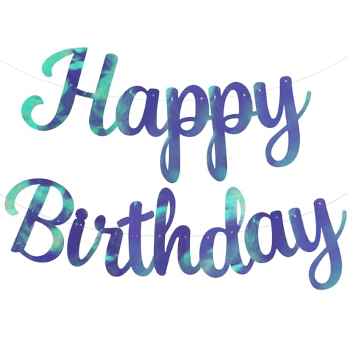 BEISHIDA Double-Sided Rainbow Blue Happy Birthday Banner - NO DIY,10Feet,Pre-Strung Birthday Party Decorations Birthday Backdrop Sign Garland Happy Birthday Decorations for Women - color: color blue
