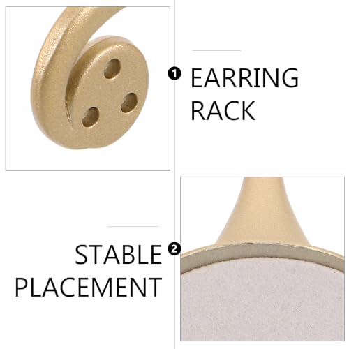 Metal Earring T Bar Stand - 6 Holes Retail Display Holder T Earring Display Holder - Jewelry Stand with Base for Show Jewelry Online Stores Photography Prop - color: Golden