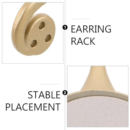 Metal Earring T Bar Stand - 6 Holes Retail Display Holder T Earring Display Holder - Jewelry Stand with Base for Show Jewelry Online Stores Photography Prop - color: Golden