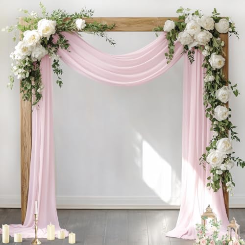 Socomi Wedding Arch Draping Fabric 1 Panel 29" x 19Ft Blush Pink Sheer Chiffon Curtain Drapes 6 Yards for Wedding Ceremony Birthday Party Decoration - color: Blush Pink, size: 29"W x 216"L (Pack of 1)