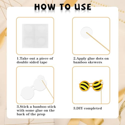 INNORU Bee Honey Photo Booth Props, Bumble Bee Baby Shower Photoshoot New Mom Wedding Party Photography Props Favor Centerpiece Sticks Decorations 30 PCS