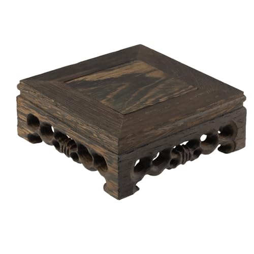 Traditional Craft Wooden Base Wood Display Stand Oriental Square Shape Pedestal 4" x 4" - color: N-4"