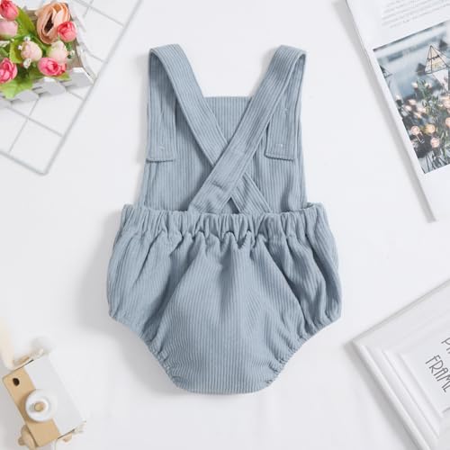 IMEKIS Baby Girls Boys Boho 1st Birthday Outfit Backless Overalls Romper for Cake Smash Photo Shoot - color: Blue Bear One, size: 9-12 Months