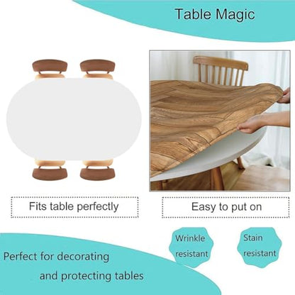 Wood Texture Background Oval Table Cloth Cover Fitted Tablecloth with Elastic Edge Tablecloths Washable Cloths for Parties, Restaurants, Gatherings, Fits 52"x70" Oval TablesStyle 126 - color: Wood Texture -11, size: 70" x 52" (Oval)