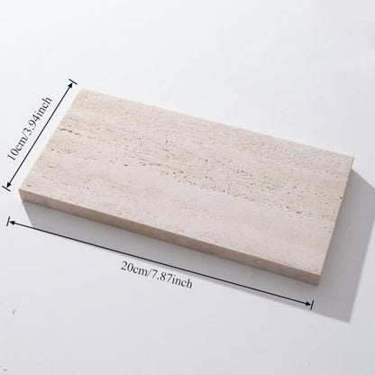 Natural Travertine Stone Display Tiles, Decorative Photography Props for Jewelry, Cosmetics, Home Decor, Beige Stone Blocks (10cm*20cm) - size: 10cm*20cm