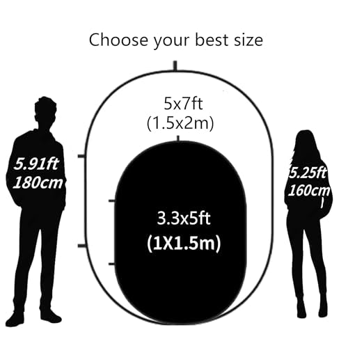 3.3x5ft/1x1.5m Chromakey Black White Backdrop with 6.23ft Stand, 2-in-1 Black Screen White Screen Collapsible Reversible Pop-Up Background Panel for Photography, Live Streaming, Video Shooting - color: Black/White