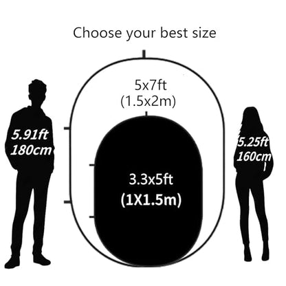 3.3x5ft/1x1.5m Chromakey Black White Backdrop with 6.23ft Stand, 2-in-1 Black Screen White Screen Collapsible Reversible Pop-Up Background Panel for Photography, Live Streaming, Video Shooting - color: Black/White