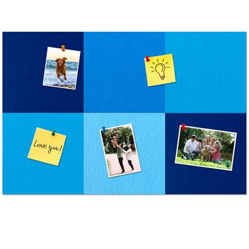 Square Felt Cork Bulletin Board Tiles, Self Adhesive DIY Felt Pin Board for Wall 30" x 20" with 35 Pushpins for Office School Home Wall Decor Stickers Memos Photos Display (Gradual Blue) - color: D- Gradual Blue, size: Square